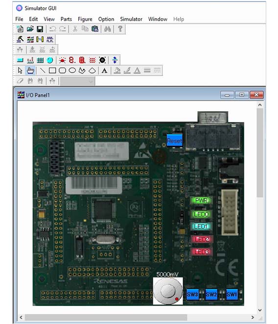 Displays the board intended for simulating