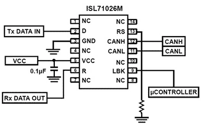 ISL71026M CAN Transceiver Diagram