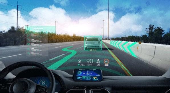 Image showing an Augmented Reality Head-up Display (AR-HUD) System Example 1.