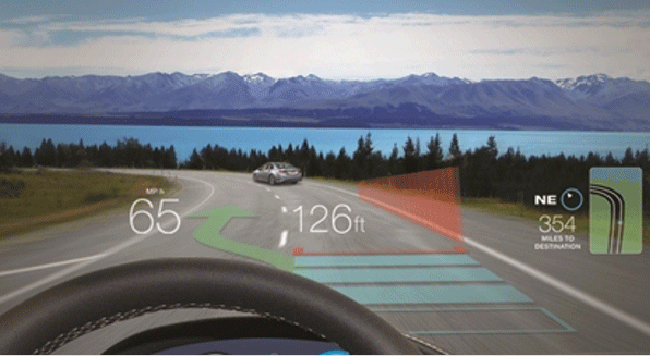Image showing an Augmented Reality Head-up Display (AR-HUD) System Example 2.