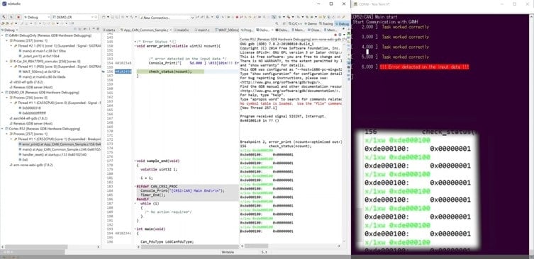 Multi-Core Debug and Trace Tool UI Screen