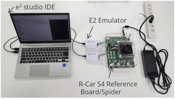 e2 studio IDE, E2 Emulator, and R-Car S4 Reference Board/Spider