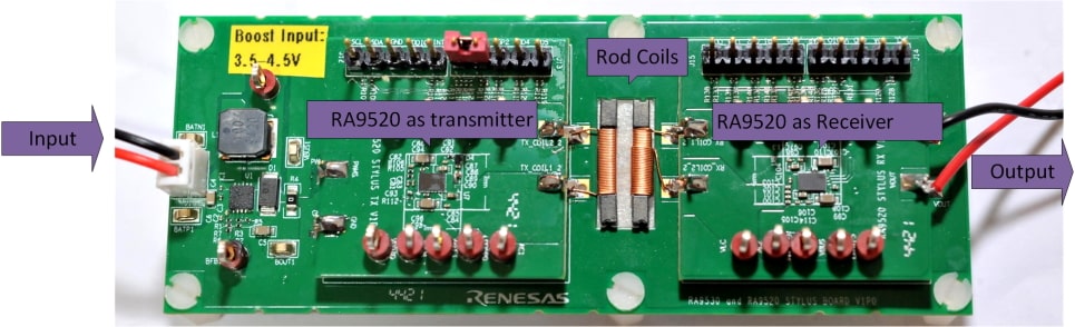 Renesas RA9520 Evaluation board with Rod coils for stylus application