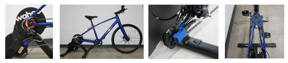 Photos of the AIK RA8D1 AI Development Kit mounted on a bike for monitoring.