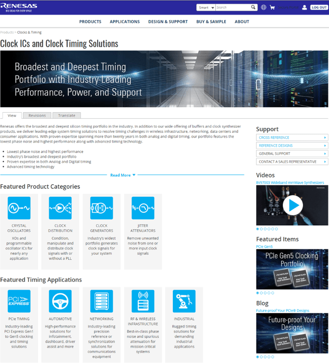 Clock ICs and Clock Timing Solutions page