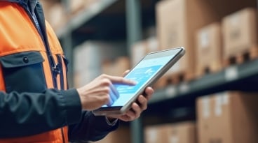 Warehouse worker tracking and locationing packages using a tablet