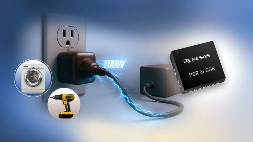 Illustration showing the GaN SiP device with its key functional elements highlighted, used to visually communicate the device’s integration and performance benefits for product pages and presentations.