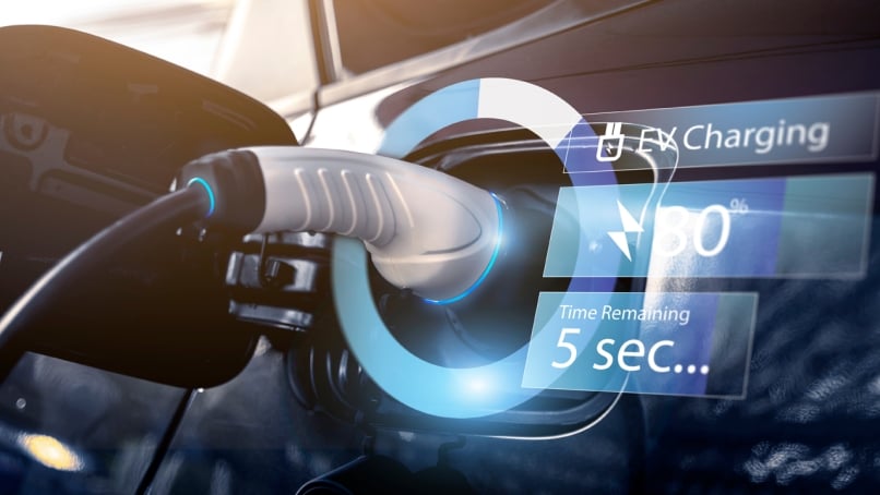Power cable pump plug in charging power to electric vehicle EV car
