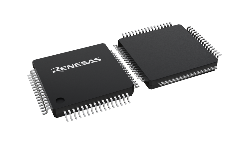 3D illustration featuring top and bottom views of LFQFP chip package with 64 lead count.