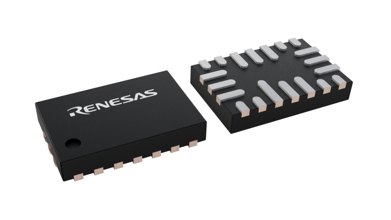 3D illustration featuring top and bottom views of STQFN IC chip package with 20 lead count