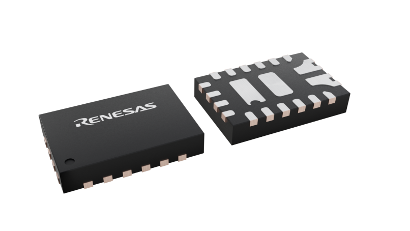3D illustration featuring top and bottom views of STQFN chip package with 20 lead count.