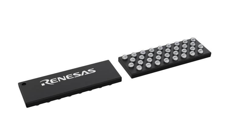 3D illustration featuring top and bottom of wlcsp ic chip package with 34 leads