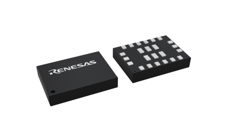3D illustration featuring top and bottom views of FCGQFN IC chip package with 24 lead count