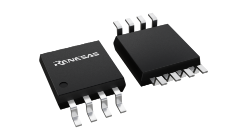 3D illustration featuring top and bottom views of MSOP chip package with 8 lead count.