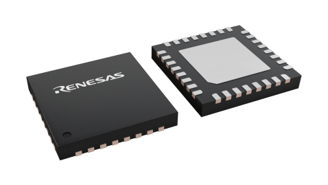 3D illustration featuring top and bottom views of TQFN chip package with 32 lead count.