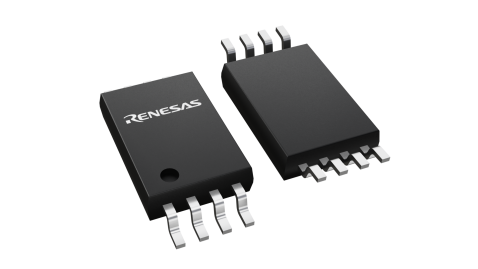 3D illustration featuring top and bottom views of TSSOP IC chip package with 8 lead count.