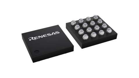 3D illustration featuring top and bottom views of WLCSP IC chip package with 16 lead count