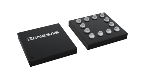 3D illustration featuring top and bottom views of WLCSP TKCURDL chip package with 6 lead count.
