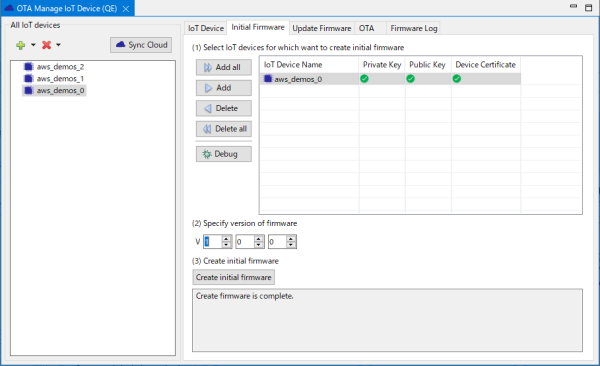 OTA Manage IoT Device (QE) view