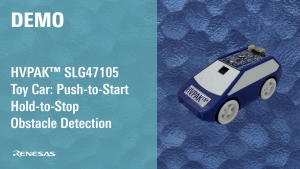 SLG47105 HVPAK Toy Car Demo: Push-to-Start, Hold-to-Stop & Obstacle Detection