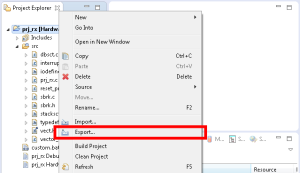 Select a project, right-click and select [Export…]