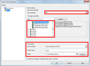 [Project Convert Settings] dialog box of CS+