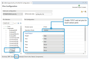 Pins Cofiguration for Capaitive Touch Sensing Unit in RA family