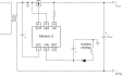 Diagram showing the RRW43110 used as a high-side synchronous rectification power switch for applications with VDS less than 145V. The circuit includes an auxiliary winding that provides the charging path, highlighting gate drive, current flow, and the SR control loop.