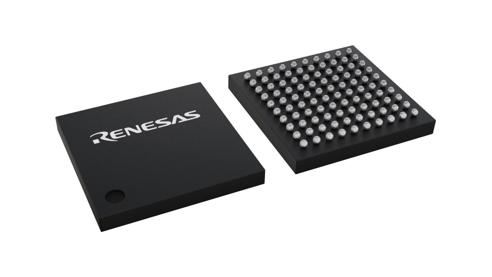 3D illustration featuring top and bottom views of CABGA IC chip package with 100 lead count