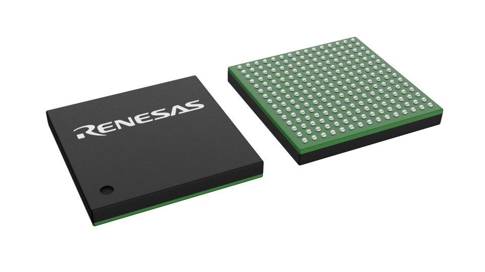 3D illustration featuring top and bottom views of CABGA IC chip package with 225 lead count.