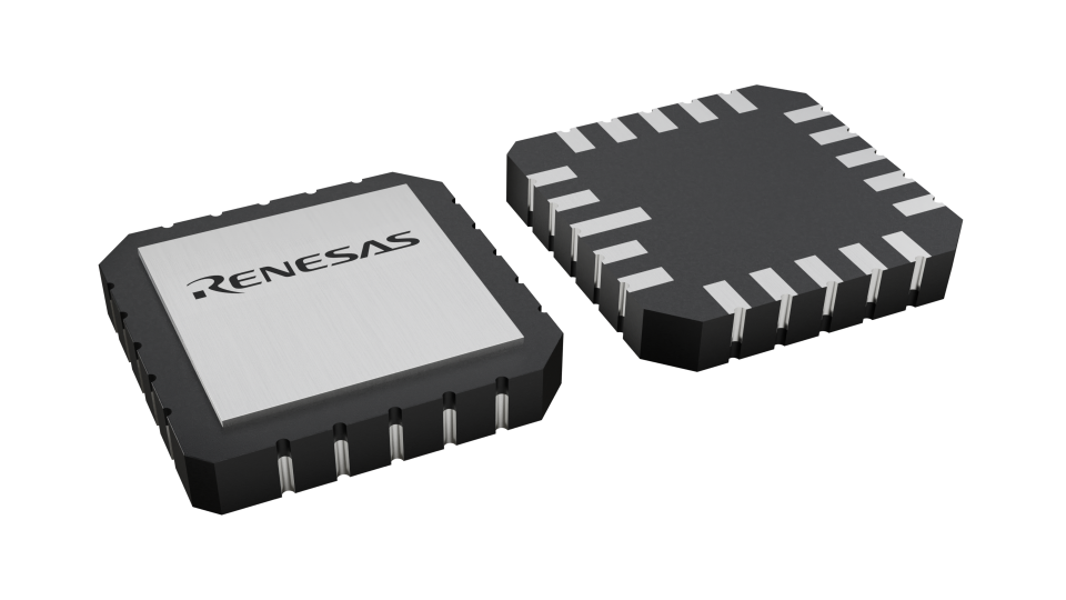 3D illustration featuring top and bottom views of CLCC IC chip package with 20 lead count