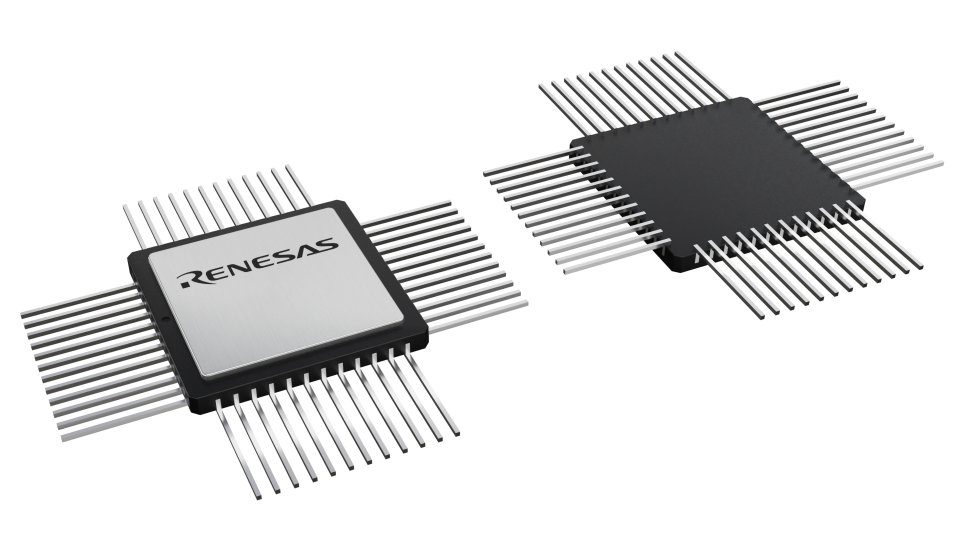 3D illustration featuring top and bottom views of CQFP IC chip package with 48 lead count