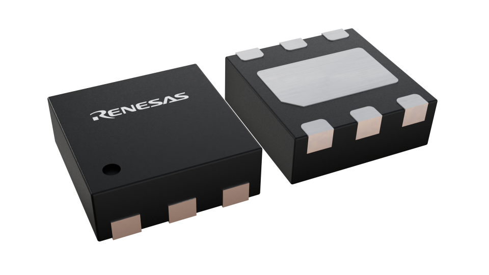 3D illustration featuring top and bottom views of DFN IC chip package with 6 lead count