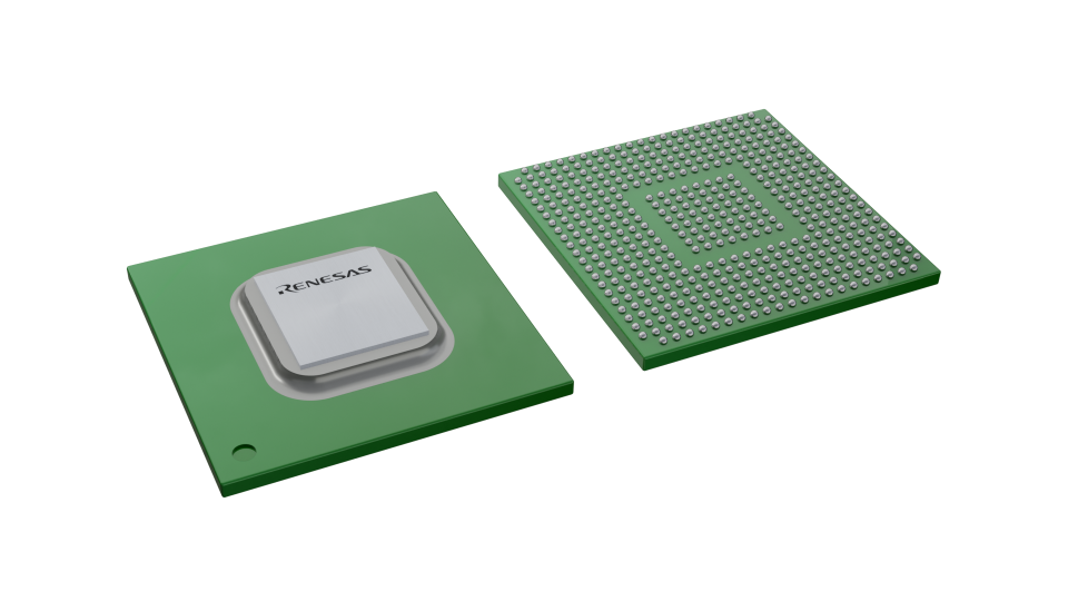 3D illustration featuring top and bottom views of FBGA IC chip package with 489 lead count.
