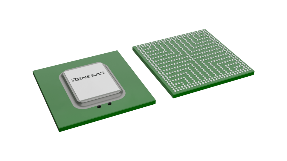 3D illustration featuring top and bottom views of FBGA IC chip package with 529 lead count.