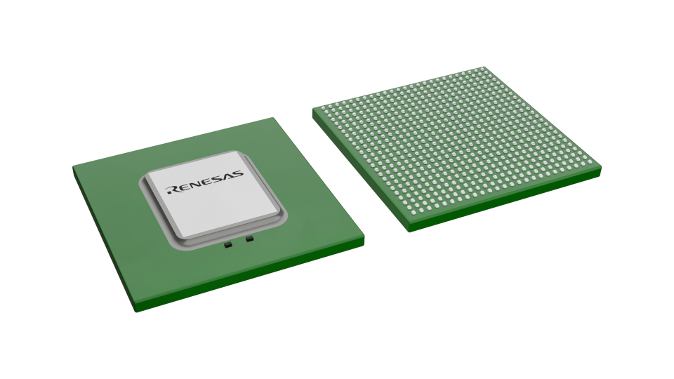 3D illustration featuring top and bottom views of FBGA IC chip package with 625 lead count.