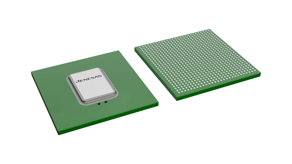 3D illustration featuring top and bottom views of FBGA IC chip package with 729 lead count.