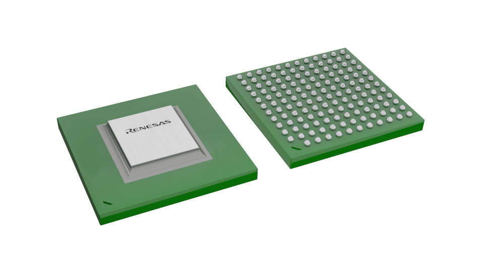 3D illustration featuring top and bottom views of FCBGA IC chip package with 143 lead count.