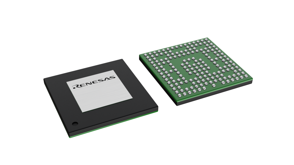 3D illustration featuring top and bottom views of FCCSP IC chip package with 180 lead count.