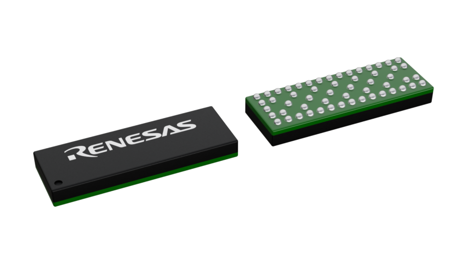 3D illustration featuring top and bottom views of FCCSP IC chip package with 55 lead count.