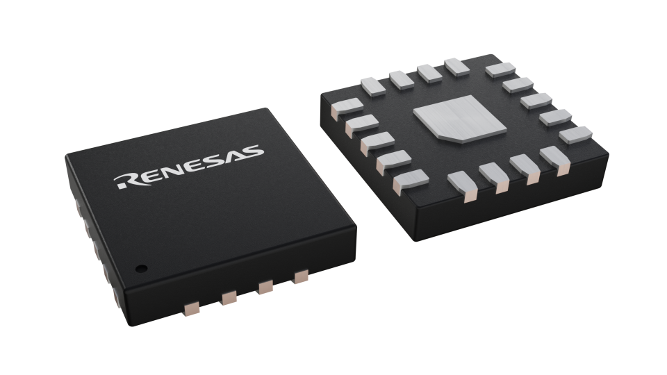 3D illustration featuring top and bottom views of FCQFN IC chip package with 18 lead count.