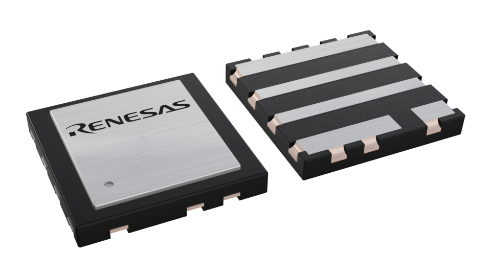3D illustration featuring top and bottom views of FCQFN chip package with 5 lead count.