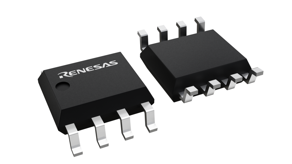 3D illustration featuring top and bottom views of FP-8DA IC chip package with 8 lead count.