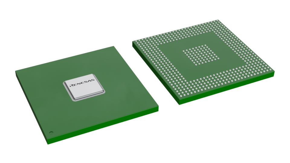 3D illustration featuring top and bottom views of HFBGA chip package with 524 lead count.
