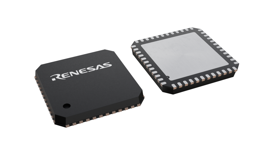 3D illustration featuring top and bottom views of HVQFN IC chip package with 48 lead count.