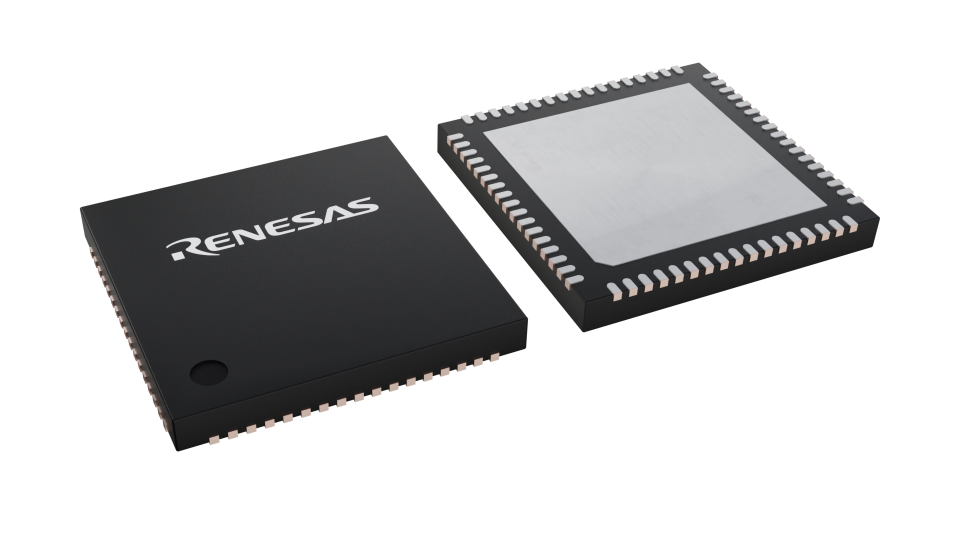 3D illustration featuring top and bottom views of HVQFN IC chip package with 68 lead count.