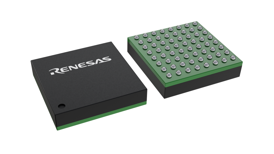 3D illustration featuring top and bottom views of LFBGA IC chip package with 64 lead count.