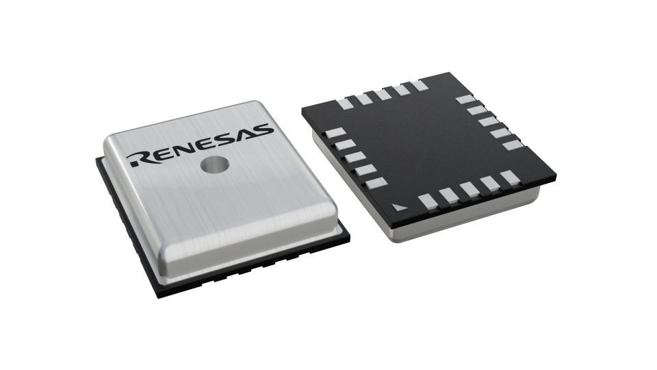 3D illustration featuring top and bottom views of LGA IC chip package with 20 lead count.