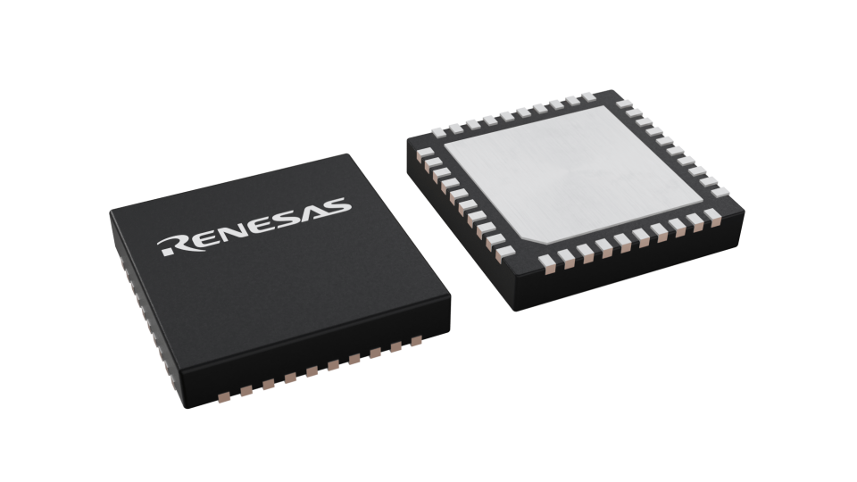 3D illustration featuring top and bottom views of LQFN IC chip package with 40 lead count.
