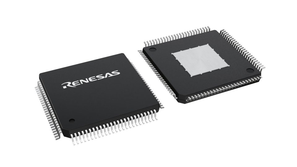 3D illustration featuring top and bottom views of QTU IC chip package with 100 lead count